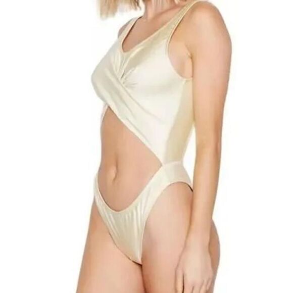 1169 RIS-K flux cutout one piece gold swimsuit GOLD sz M new - Picture 1 of 2